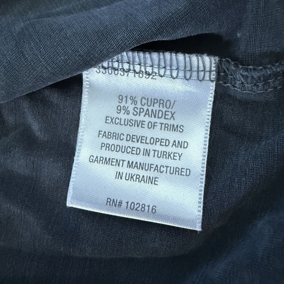 Garnet Hill‎ Starla Cupro Knit Dress Size XS Dark Bluestone Faux Wrap Midi - Picture 9 of 10